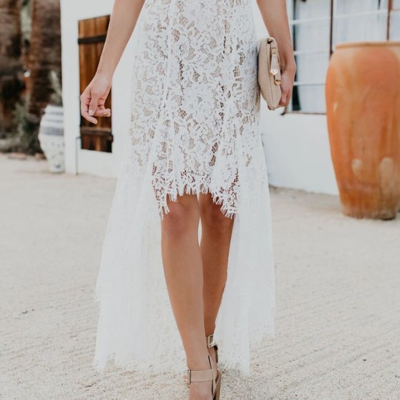 High-low white lace dress - Picture 6 of 13